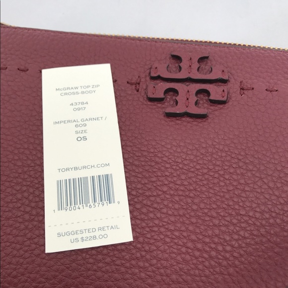 NWT Tory Burch McGraw Small Crossbody Burgundy - Picture 7 of 8